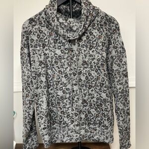 Maurices Women's Gray Leopard Print Sweater Cowl Neck XS